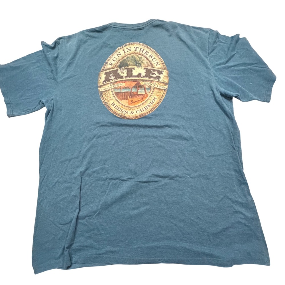 Newport Blue Mens 3XLT Fun In The Sun Ale Beer Graphic T-Shirt Teal Blue Heather